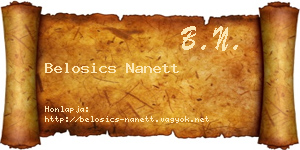 Belosics Nanett névjegykártya